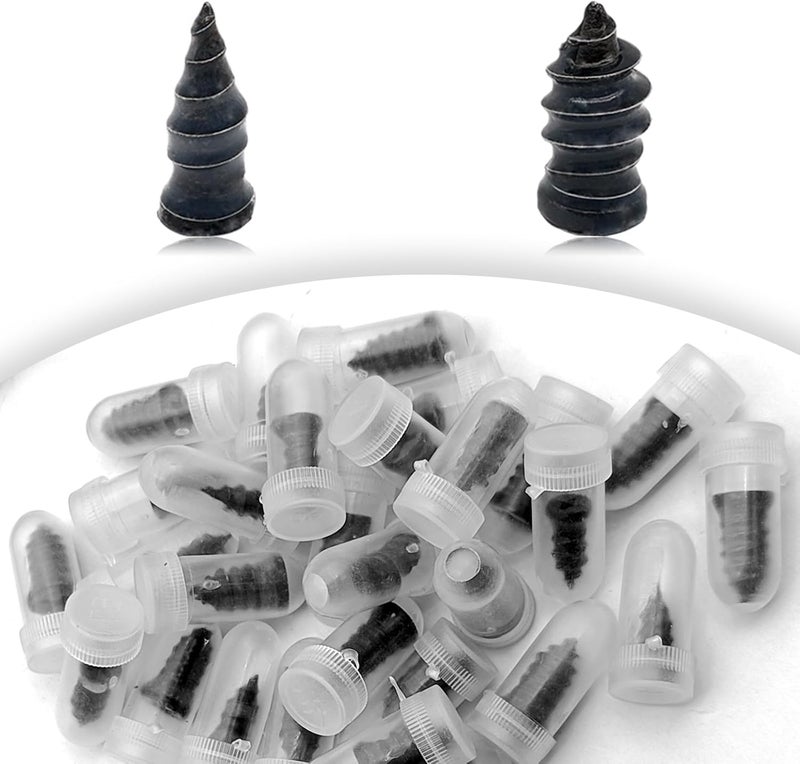 LTDCVTR 60Pcs Tire Repair Rubber Nail, Spiral Rubber Nails & Screw Plugs Tire Repair Kit Self-Service Vacuum Tire Puncture Repair Tool for Car, Motorcycle, Truck, Tractor, Jp -Reliable Tire Repair - Image 1